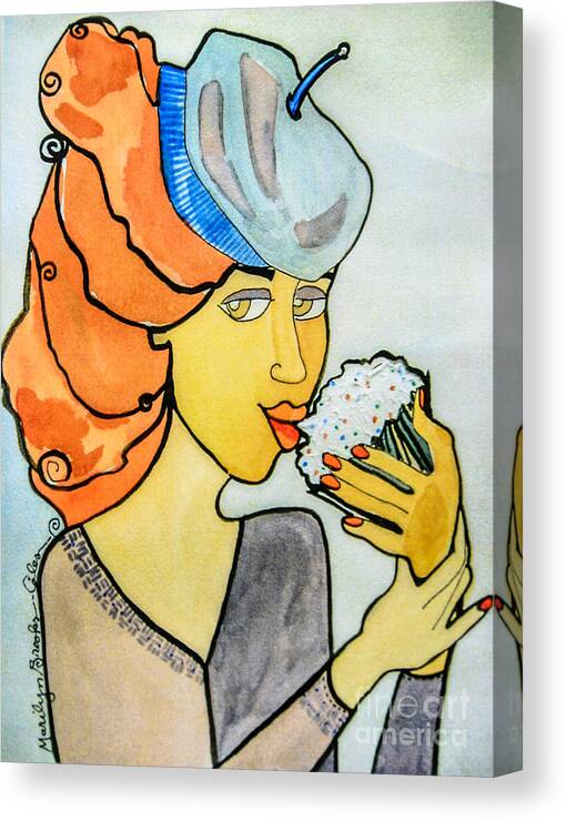 Cupcake Canvas Print featuring the painting Delicious by Marilyn Brooks
