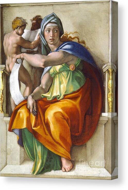 Delphic Sibyl Canvas Print featuring the painting Delphic Sibyl by Celestial Images