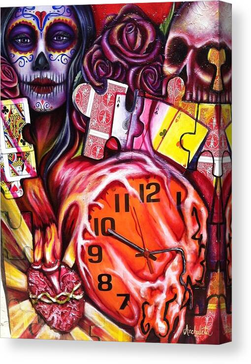 Playing Cards Canvas Print featuring the painting Lost Time by Ruben Archuleta - Art Gallery
