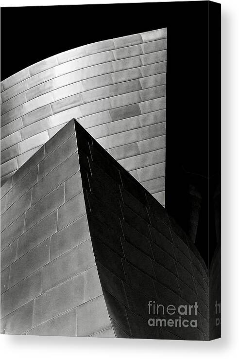 Disney Concert Hall Canvas Print featuring the photograph Disney Concert Hall Black and White by Michael Cinnamond