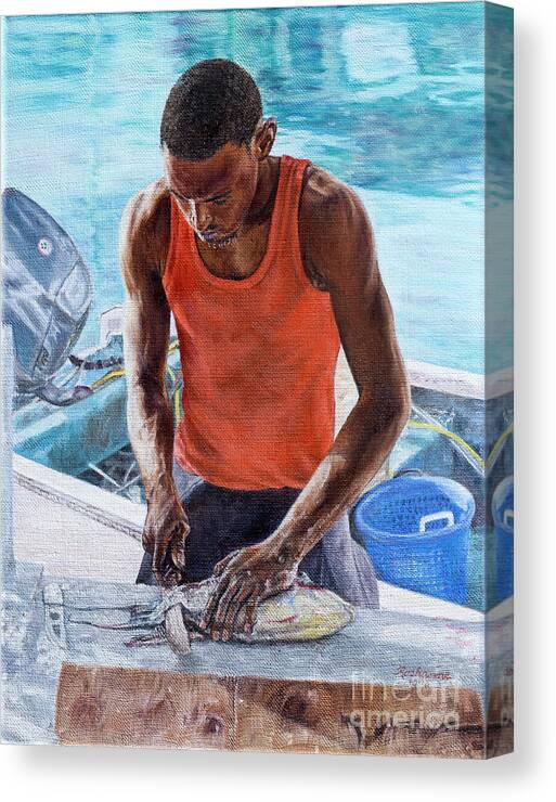 Roshanne Canvas Print featuring the painting Dockside by Roshanne Minnis-Eyma