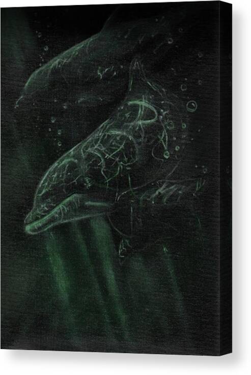 Dolphins Water Underwater Fish Sea Animals Ocean Freshwater Swimming Canvas Print featuring the painting Dolphins 2 by Raymond Doward