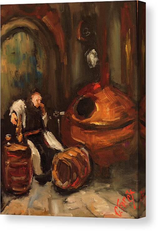 Monk Canvas Print featuring the painting Dozing Monk by Carole Foret