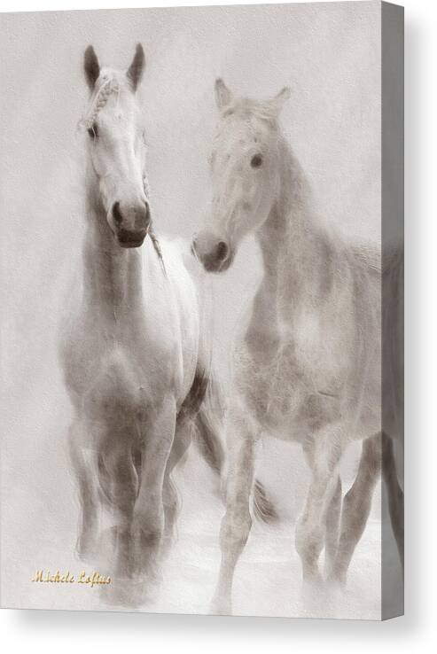 Horses Canvas Print featuring the photograph Dreamy Horses by Michele A Loftus