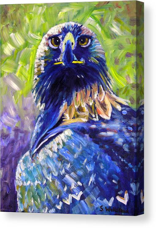 Art Canvas Print featuring the painting Eagle on alert by Shirley Wellstead