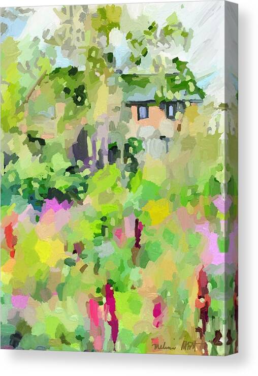 Gloucester Canvas Print featuring the painting East Gloucester, MA Stucco House by Melissa Abbott