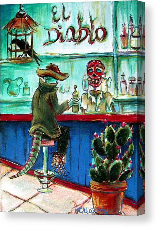 Day Of The Dead Canvas Print featuring the painting El Diablo by Heather Calderon