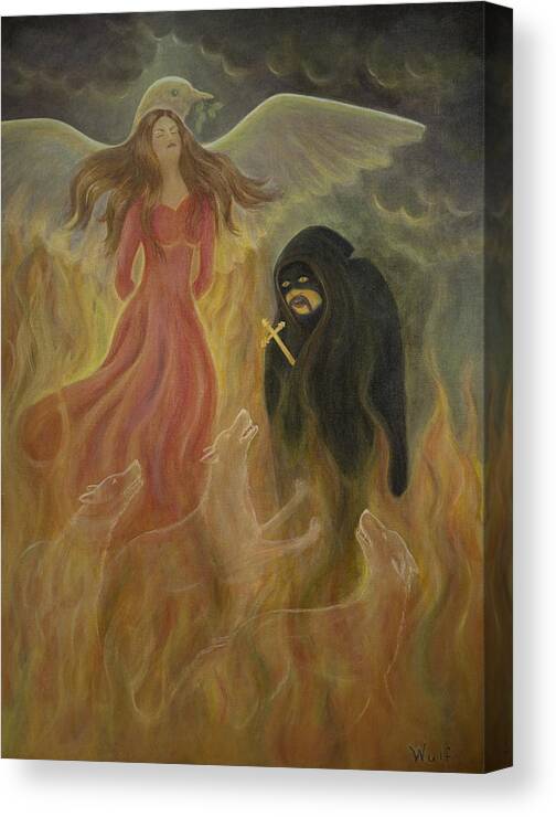 Fire Canvas Print featuring the painting Executioner's Dream by Bernadette Wulf