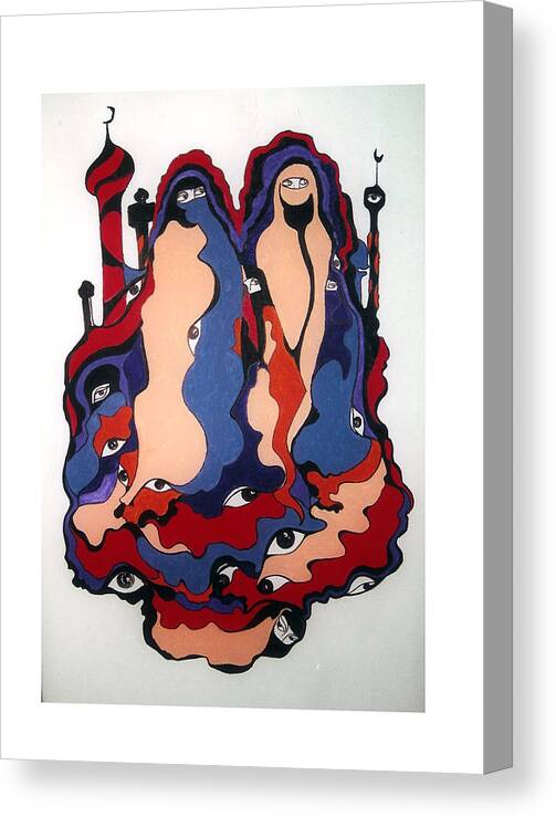 Women Canvas Print featuring the painting Eyes of Islam by Rae Chichilnitsky