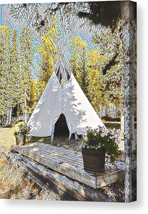 Tipi Canvas Print featuring the digital art Fall Daze by Barb Cote
