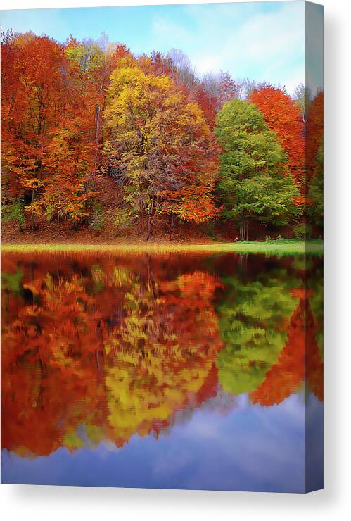Fall Waters Canvas Print featuring the painting Fall Waters by Harry Warrick