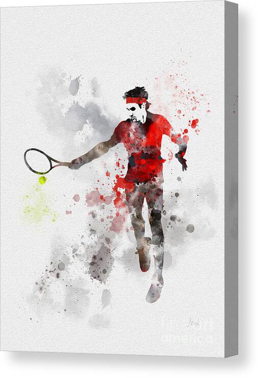 Roger Federer Canvas Print featuring the mixed media Federer by My Inspiration