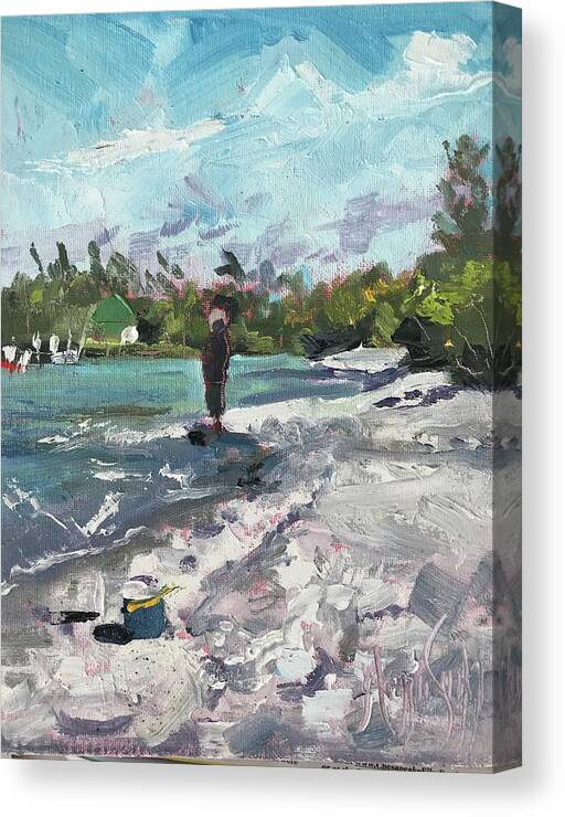 Sanibel Canvas Print featuring the painting Fishing Blind Pass Sanibel by Maggii Sarfaty