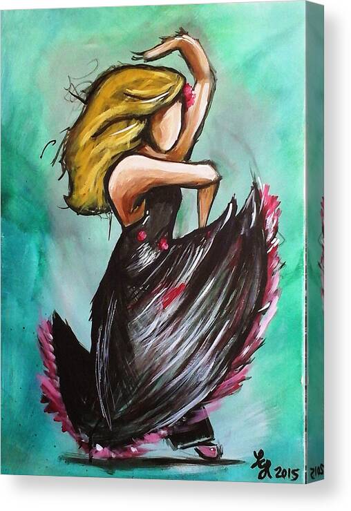 Flamenco Canvas Print featuring the painting Flamenco by Loretta Nash