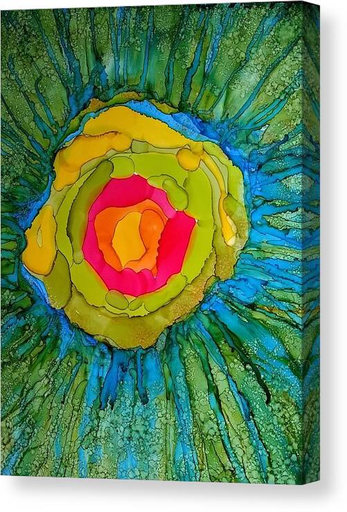 Alcohol Ink Prints Canvas Print featuring the painting Flower Burst by Betsy Carlson Cross