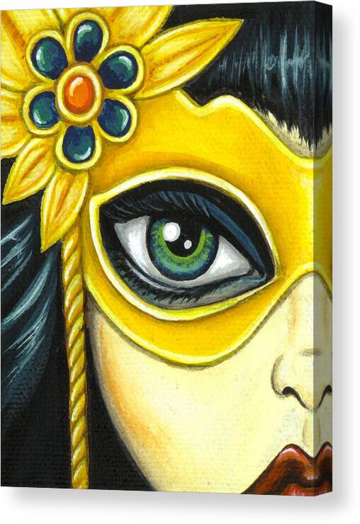 Mask Canvas Print featuring the painting Flower Masquerade by Elaina Wagner
