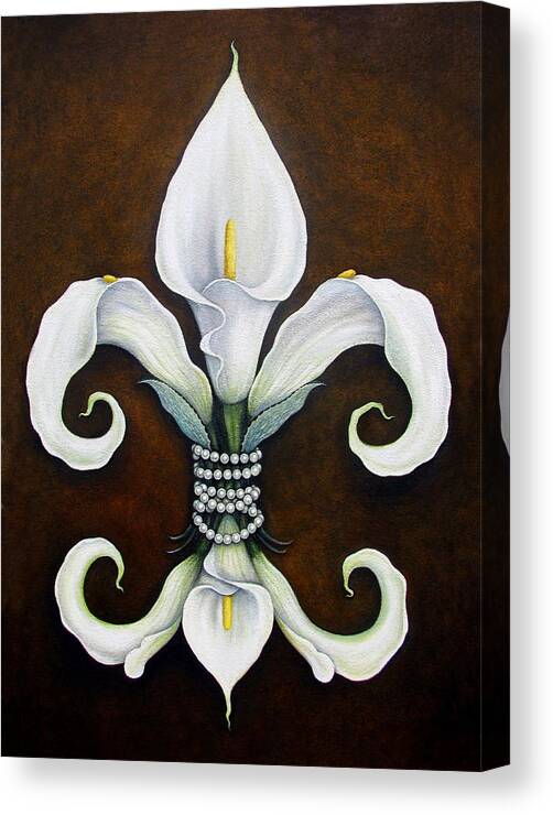 Fleur-de-lis Canvas Print featuring the painting Flower of New Orleans White Calla Lilly by Judy Merrell