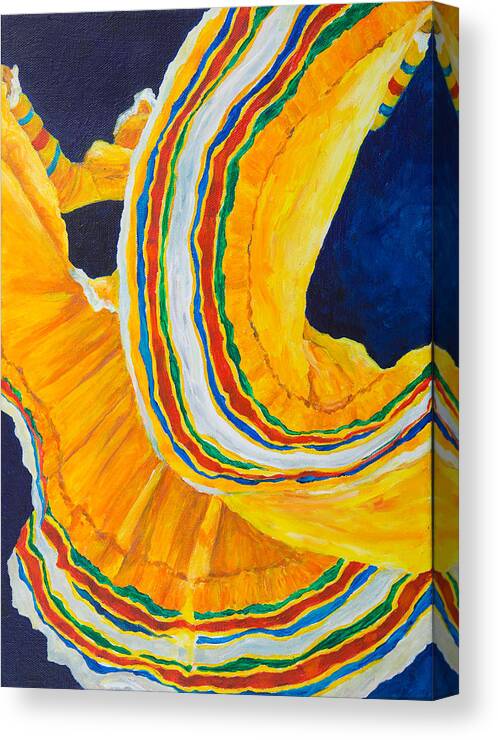 Dancer Canvas Print featuring the painting Folklorica in Yellow by Sally Quillin