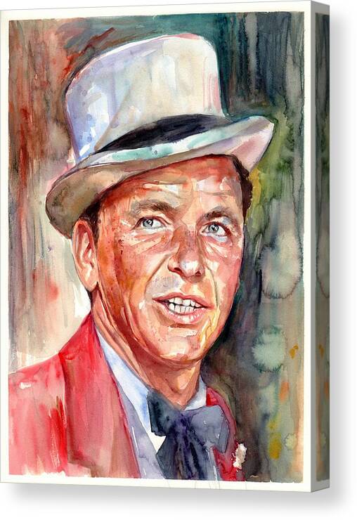 Frank Canvas Print featuring the painting Frank Sinatra portrait by Suzann Sines
