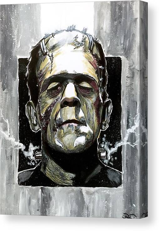 Frankenstein Canvas Print featuring the painting Frankenstein by Joel Tesch
