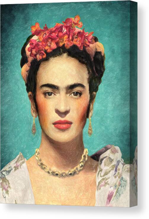 Frida Kahlo Canvas Print featuring the painting Frida Kahlo by Hoolst Design