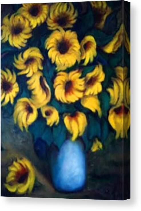 Sunflowers Artwork Canvas Print featuring the painting Fun Sun Flowers by Jordana Sands
