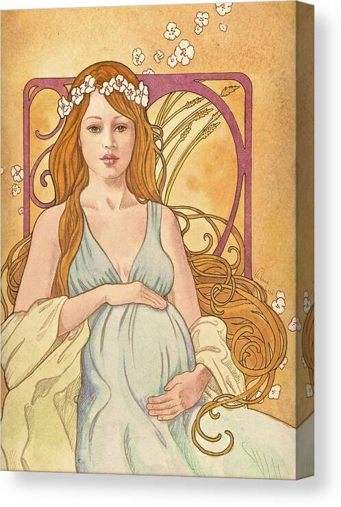 Art Nouveau Canvas Print featuring the painting Gaia Reverie by Victoria Lisi