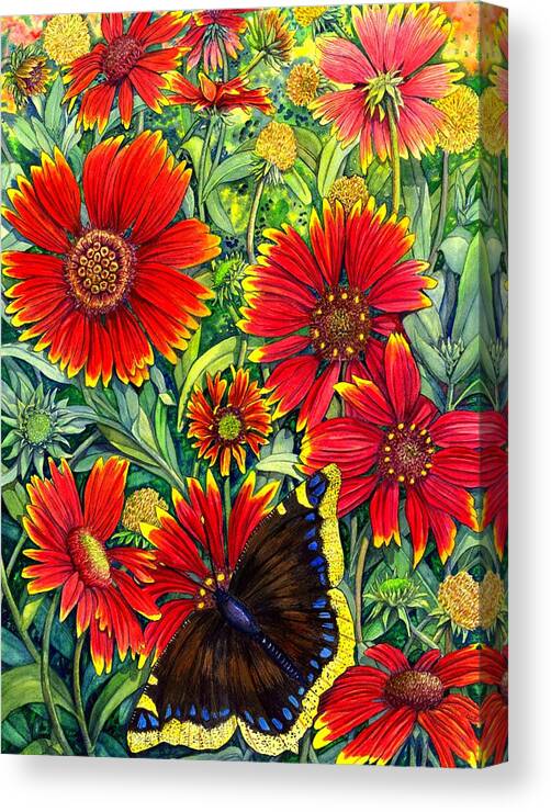 Butterfly Canvas Print featuring the painting Gaillardia by Catherine G McElroy
