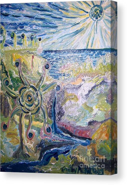 Oil Canvas Print featuring the painting Gathering Water by Timothy Foley