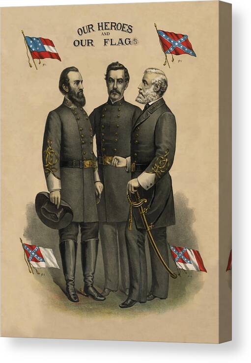 Confederate Canvas Print featuring the painting Generals Jackson Beauregard and Lee by War Is Hell Store