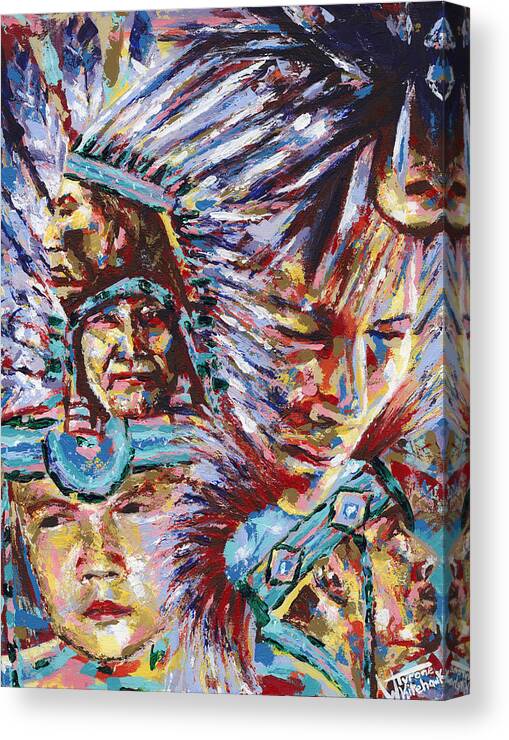 Native Canvas Print featuring the painting Generations by Tyrone Whitehawk