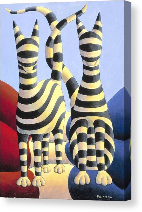 Paintings Canvas Print featuring the painting Genetic cats french by Alan Kenny