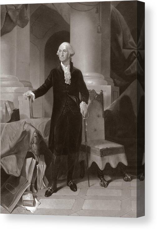 George; Washington; 1st; First; Us; President; United; States; America; Usa; Male; Portrait; Full Canvas Print featuring the drawing George Washington by Peter Frederick Rothermel