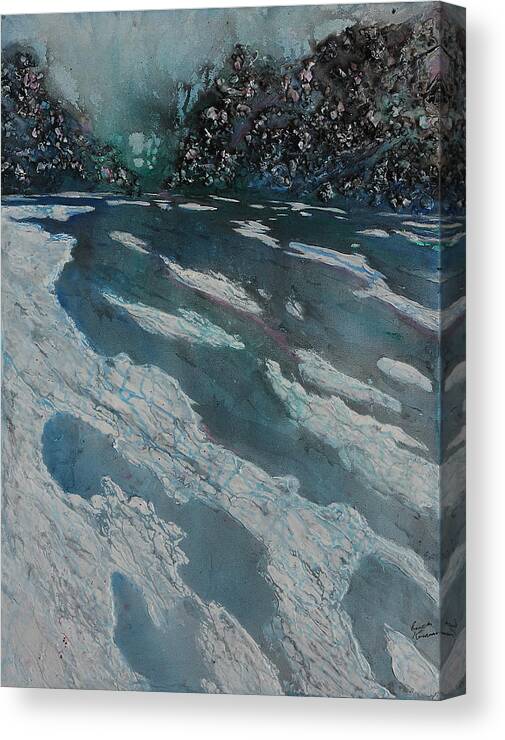 Ice Canvas Print featuring the painting Glacial Moraine by Ruth Kamenev