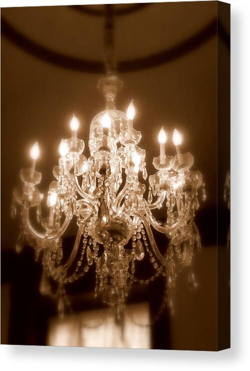 Chandelier Canvas Print featuring the photograph Glow from the Past by Karen Wiles