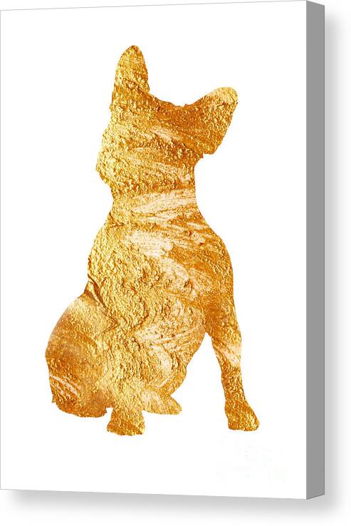  Abstract Canvas Print featuring the painting Gold french bulldog minimalist painting by Joanna Szmerdt