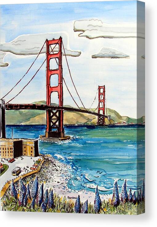 San Francisco Canvas Print featuring the painting Golden Gate Bridge by Terry Banderas