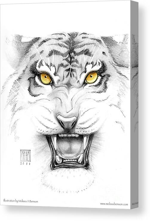 Amber Canvas Print featuring the digital art Golden Tiger Eyes by Melissa A Benson
