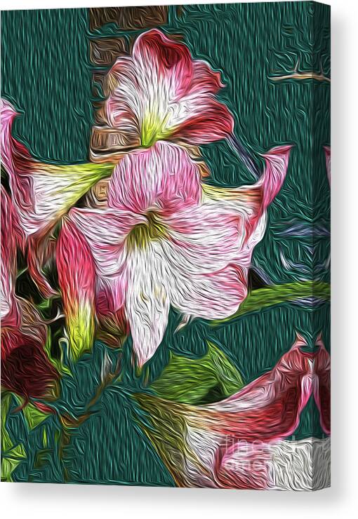 Floral Canvas Print featuring the painting Grannys Amaryllis by Francelle Theriot