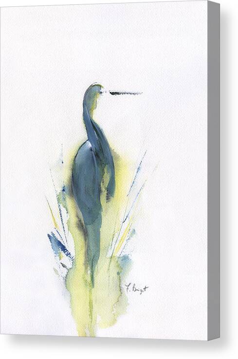 Great Blue Heron Canvas Print featuring the painting Blue Heron Turning by Frank Bright