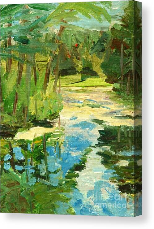 Blue Canvas Print featuring the painting Great Brook Farm Canoe Launch by Claire Gagnon