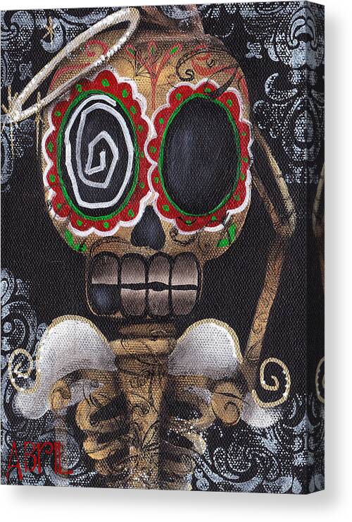 Day Of The Dead Canvas Print featuring the painting Guardian Angel by Abril Andrade
