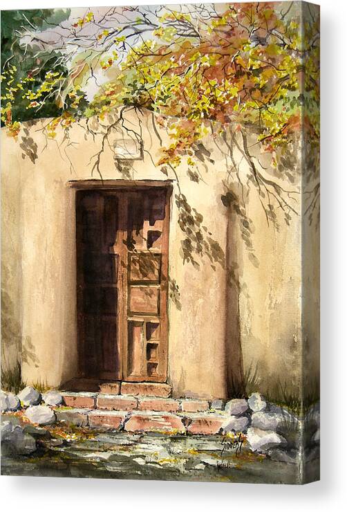 Door Canvas Print featuring the painting Hacienda Gate by Sam Sidders