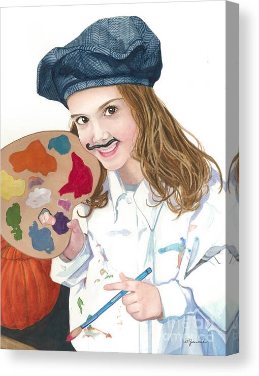 Child Portrait Canvas Print featuring the painting Halloween Artist by Barbara Jewell