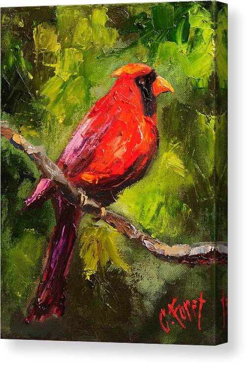 Cardinal Canvas Print featuring the painting Handsome Red by Carole Foret