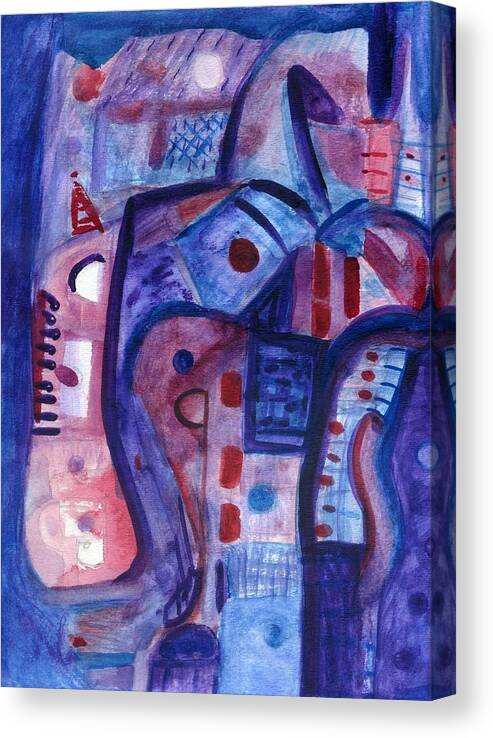 Abstract Art Canvas Print featuring the painting Harbor Nights by Stephen Lucas