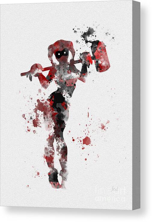Harley Quinn Canvas Print featuring the mixed media Harley Quinn by My Inspiration