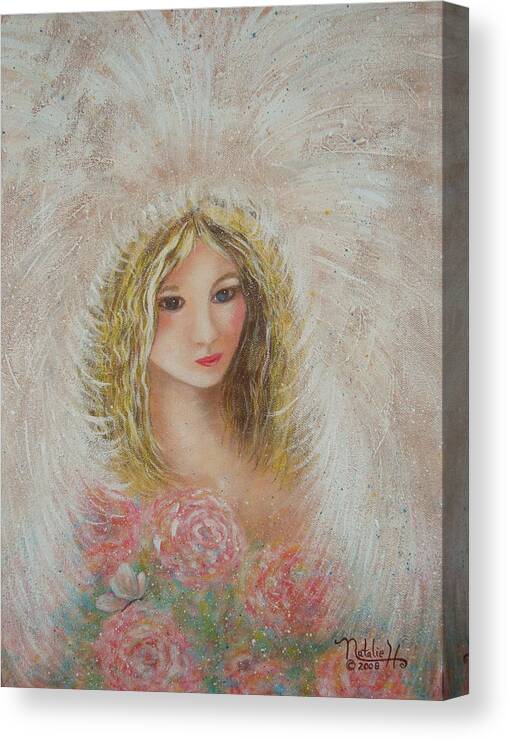 Angel Canvas Print featuring the painting Heavenly Angel by Natalie Holland