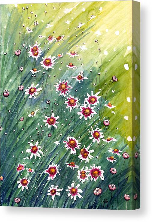 Perennial Flowers Canvas Print featuring the painting Coreopsis by Katherine Miller
