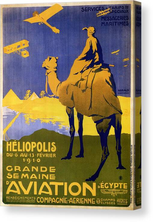 Heliopolis Canvas Print featuring the mixed media Heliopolis, Egypt - Grande Semaine D'Aviation - Retro travel Poster - Vintage Poster by Studio Grafiikka